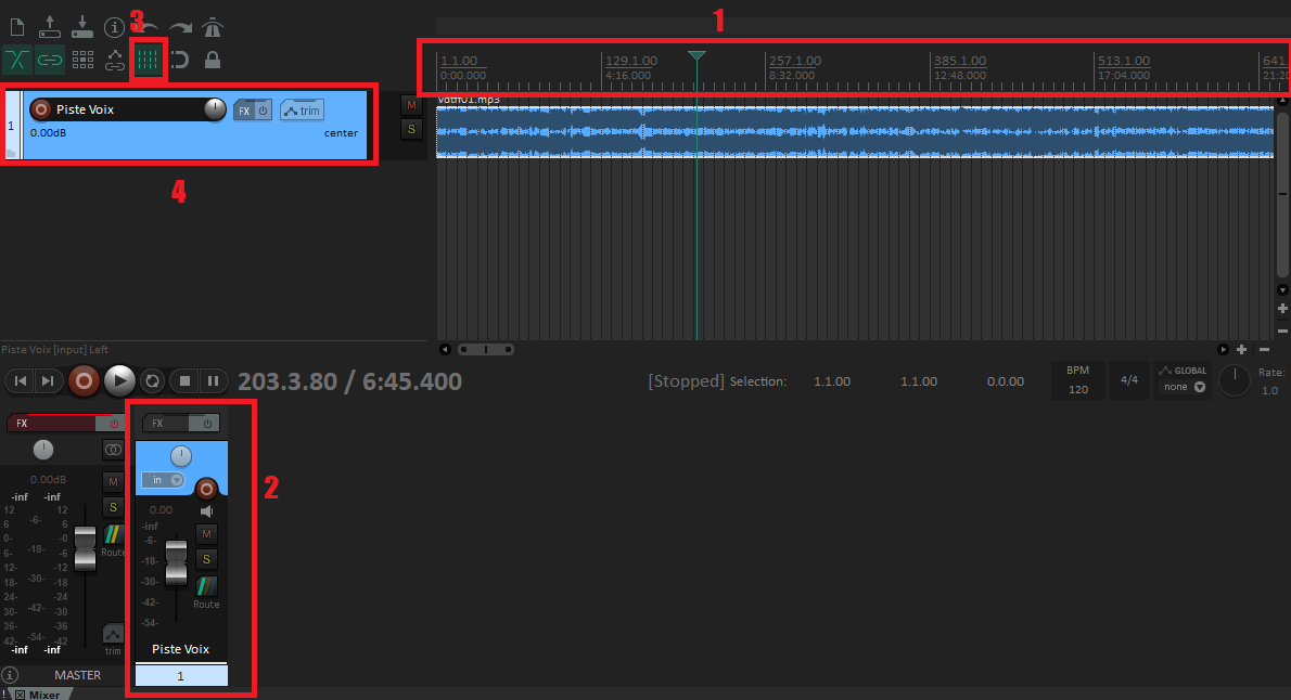 L'interface de Reaper