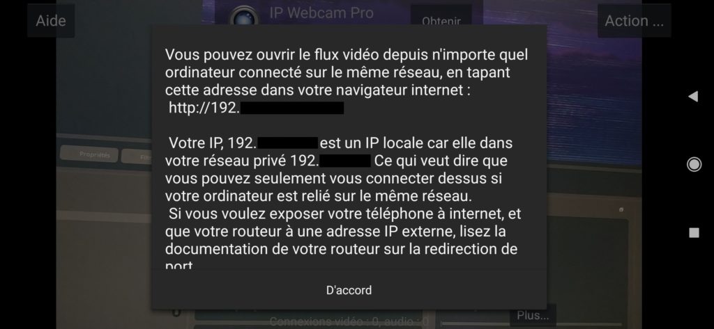 Capture d'écran d'IP Webcam sur Android