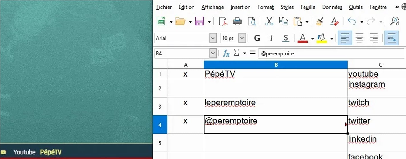Un bandeau dynamique pour les réseaux sociaux sur un overlay et une feuille de calcul