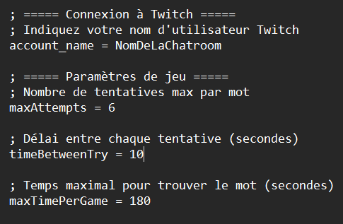 Un fichier de configuration pour modifier les options de jeu