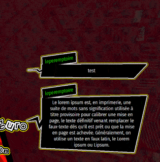 Affichage des messages dans le style de Persona 5