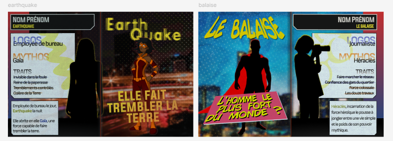 Capture d’écran des visuels de personnage créés sur Figma