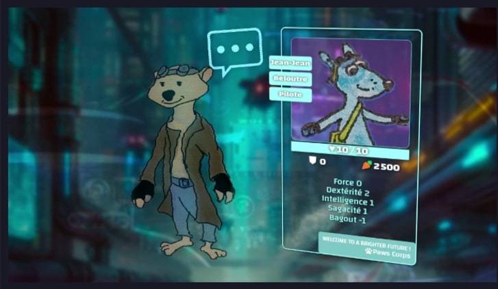 Un personnage avec un indicateur vocal qui s’affiche lors de la prise de parole