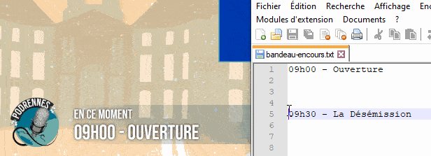 Le bandeau est géré par un fichier texte à côté