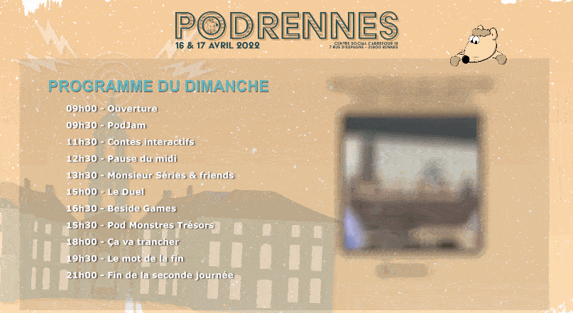 Exemple de transition sur l'overlay de PodRennes 2022