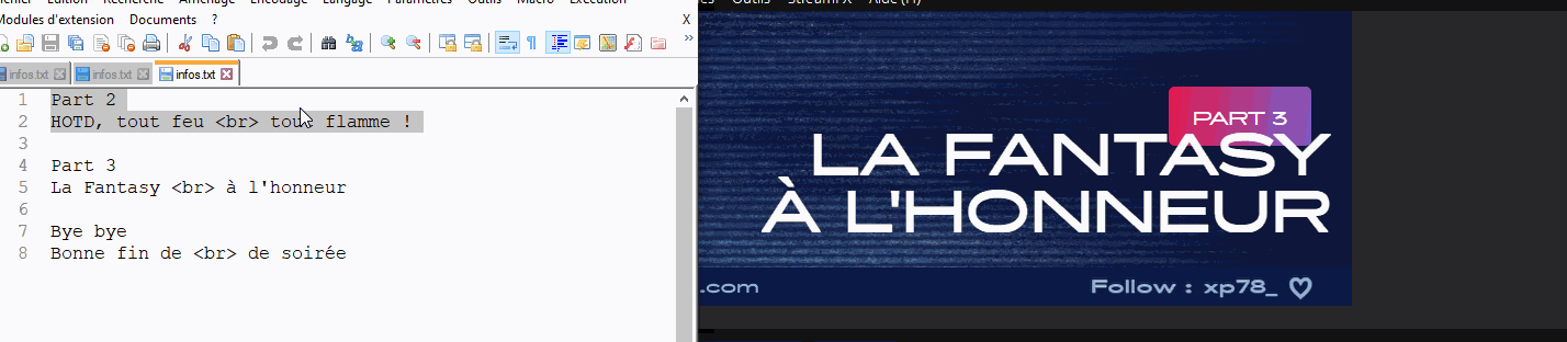 Animation du futur bandeau animé de l'overlay Spoilers