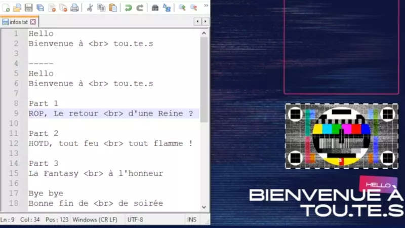 Exemple du bandeau de l'overlay Spoilers