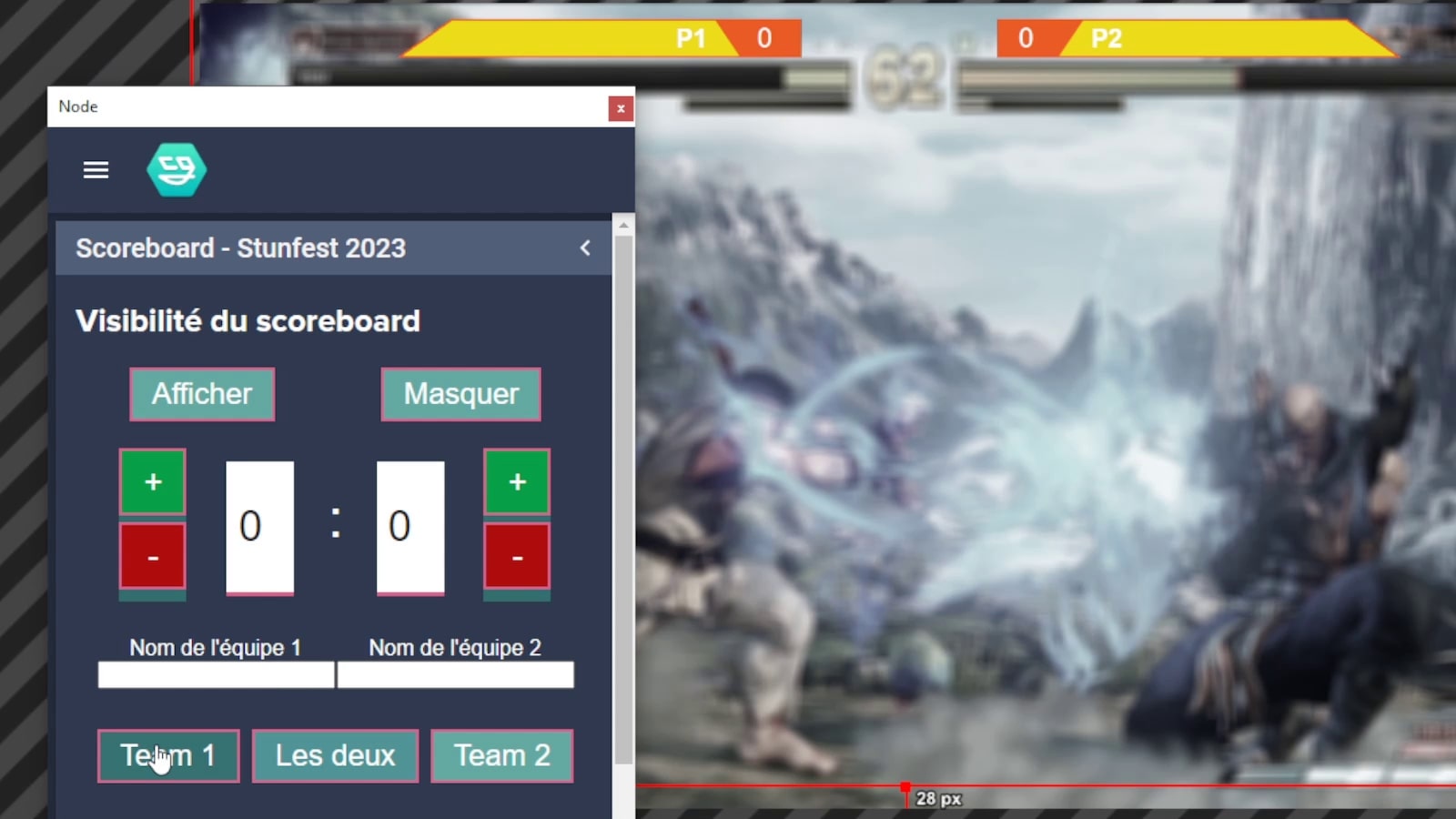 Capture d'écran du scoreboard du Stunfest 2023